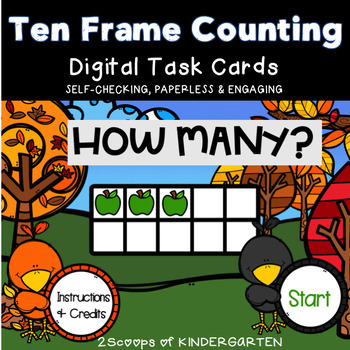 Preview of Counting Apples in Ten Frames Power Point Game(Distance Learning)