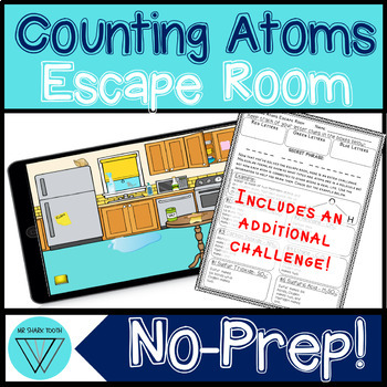 Preview of Counting Atoms Escape Room - MS-PS1-1 MS-PS1-5 Chemical Formula Molecules Review