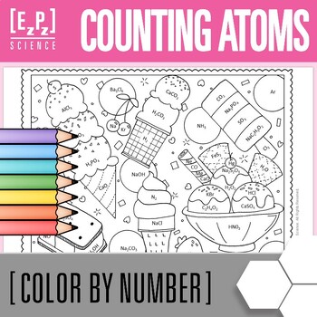 Preview of Counting Atoms Practice | Science Color By Number Activity