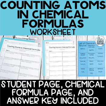 Preview of Counting Atoms in Chemical Formulas Worksheet