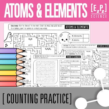 Preview of Counting Atoms and Elements Activity | Science Maze and Word Search