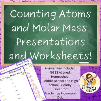 Preview of Counting Atoms and Molar Mass! 2 Presentations and 2 Worksheets