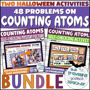 Preview of Counting Atoms in Chemical Formula Digital Activities BUNDLE / Halloween Science