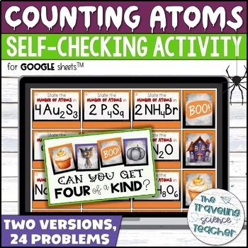 Preview of Counting Atoms in Chemical Formula Digital Practice Activity / Halloween Science