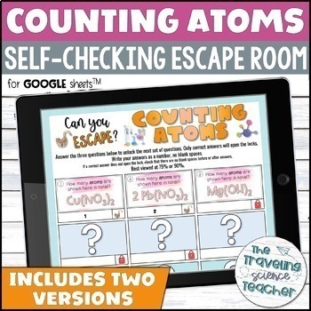 Preview of Counting Atoms in Chemical Formula Practice Activity / Digital Escape Room