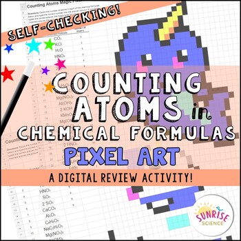 Preview of Counting Atoms in Chemical Formulas Pixel Art Digital Review Distance Learning