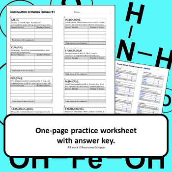 Counting Atoms In Chemical Formulas Supplementary Practice 3 Distance Learning