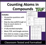 Counting Atoms in Compounds - An Editable, Chemistry Worksheet