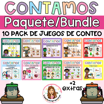 Preview of Count the Room Throughout the Year Bundle / Paquete de conteo anual. Math center