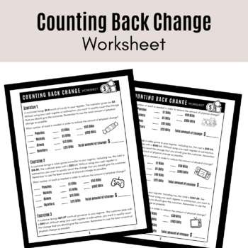 Preview of Counting Back Change | Math with Money | Worksheet