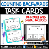 Counting Backwards 0-20 | Math Printable Task Cards | Boom Cards