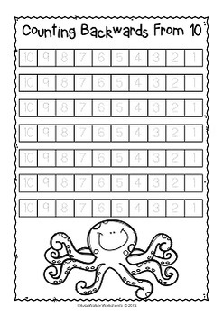 counting backwards from 10 ten to one kindergarten worksheets and printables