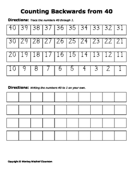 counting backwards from 40 teaching resources teachers pay teachers