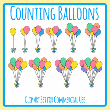 Counting Balloons - Bunch of Balloons on Strings - Colorful Math