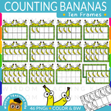 Counting Bananas Ten Frame Clip Art