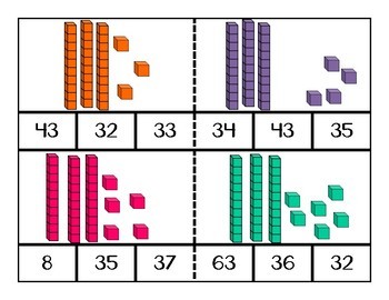 Counting Base Ten Blocks: 1-50 Clip Cards by Anderson Academics | TpT