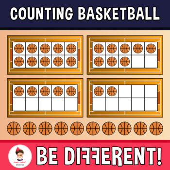 Preview of Counting Basketball Clipart Math Basic Operations Back To School Sport