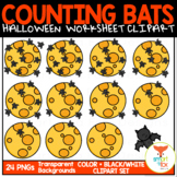 Counting Bats in front of the Moon Halloween Math Clip Art