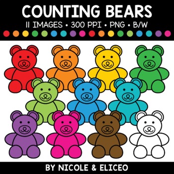 Counting Bear Clipart by Nicole and Eliceo | Teachers Pay Teachers