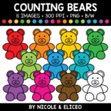 Counting Bear Clipart + FREE Blacklines - Commercial Use