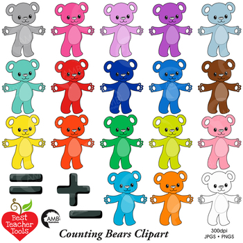 Counting Bear Clipart, Teddy Bear Clipart, Math Manipulatives, AMB-2245