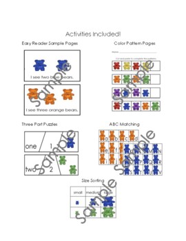 Counting Bears Activity Pack by EZA Homeschool Academy | TpT