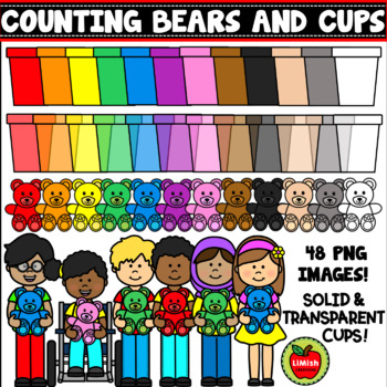 Preview of Counting Bears And Cups (Math Manipulatives Clipart)