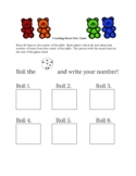 Counting Bears Dice Game, Print and Play, No Prep, Math Fun