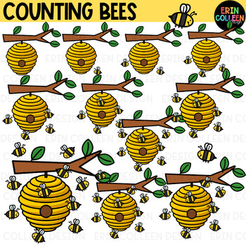 Preview of Counting Bees Clipart FREEBIE - Spring Bugs and Insects