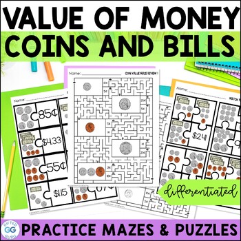 Preview of Counting Bills & Coins | Value of Bills and Coins Activities | 2nd & 3rd Grades