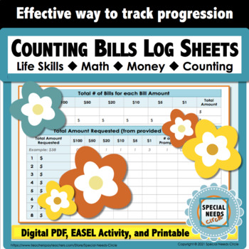 Preview of Counting Bills Progress Log Sheets for Teachers