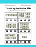 Counting Bills Worksheets- $1,$5,$10, $20