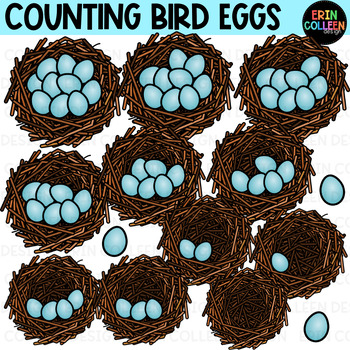 Preview of Counting Bird Eggs Clipart - Spring Bird Nest Counting FREEBIE