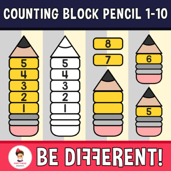 Preview of Counting Block Pencil 1-10 Clipart Math Basic Operations