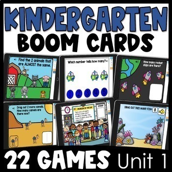 Preview of Sorting Objects into Categories Kindergarten One More One Less Boom Cards Games