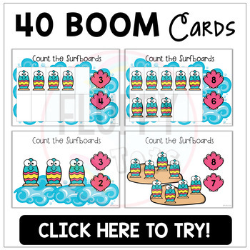 Summer Boom Cards Counting Surfboard 1 10 By Fluffy Tots Tpt