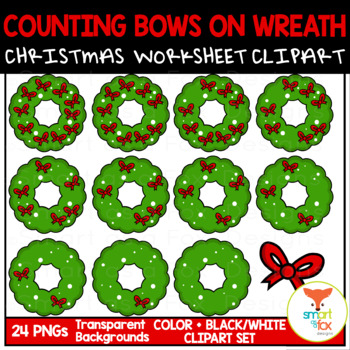 Preview of Counting Bows on Christmas Wreath Math Clip Art Commercial Use