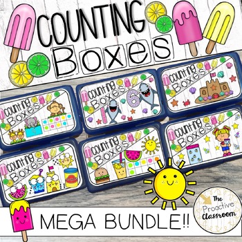 Preview of Counting Boxes MEGA Bundle Summer | Preschool Math Centers | Number Games