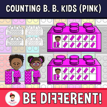 Preview of Counting Building Bricks Kids Clipart Pink Math Frames Basic Operations