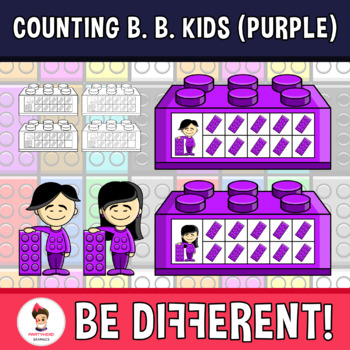 Preview of Counting Building Bricks Kids Clipart Purple Math Frames Basic Operations