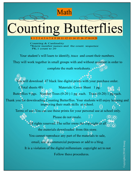 Preview of Counting Butterflies Math Pre-K