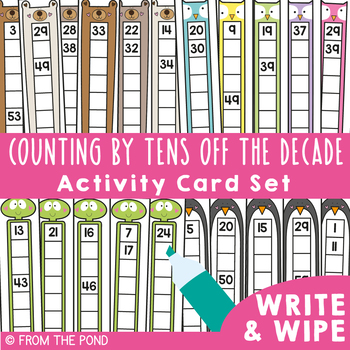 Preview of Counting By Tens Off the Decade Activity Cards Pack