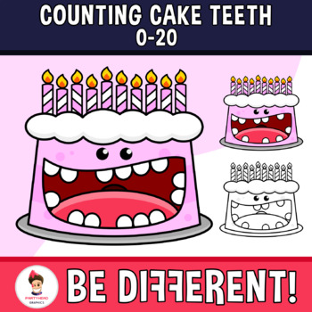 Preview of Counting Cake Teeth Clipart 0-20 Dental Health Month February Food Birthday