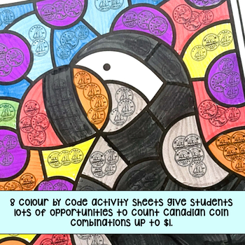 Counting Canadian Coins up to $1 Colour by Code Activity Sheets (Arctic