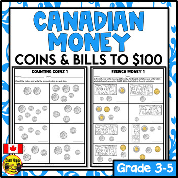 Preview of Canadian Money to $100 | Paper Worksheets