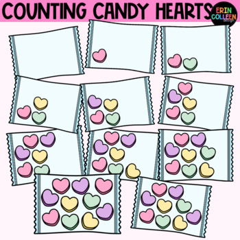 Preview of Counting Candy Hearts Clipart - Valentine's Day Counting FREEBIE