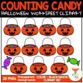 Counting Candy in Pumpkin Basket Halloween Math Clip Art C