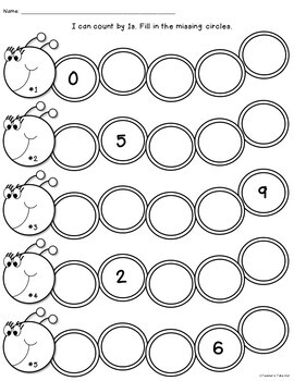 Counting Caterpillars by 1s Using Numbers 0 to 20 by Teacher's Take-Out