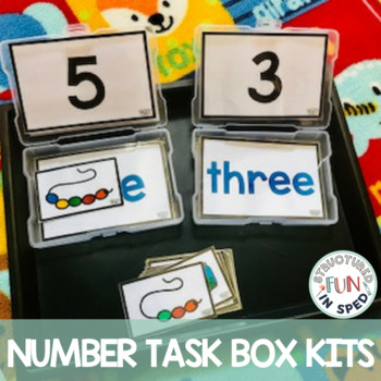 Preview of Math Centers Numbers Counting Task Boxes for Special Education Preschool
