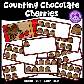 Preview of Counting Chocolate Covered Cherries Clipart {Valentine's Day}